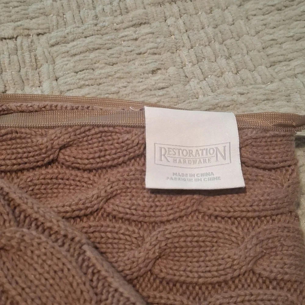 Restoration Hardware Taupe Knit Euro Pillow Cover Sham Chunky Set Of 2
